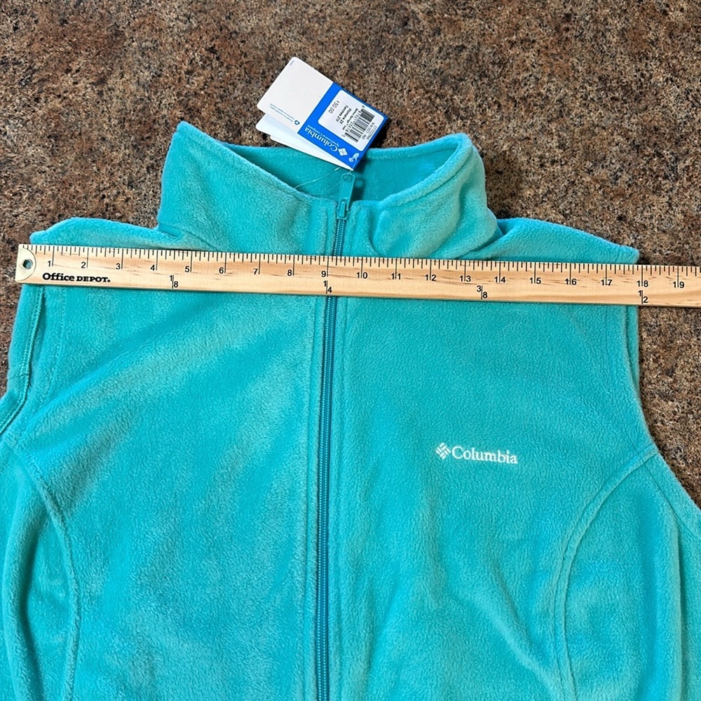 Columbia Fleece Vest Size 2X Mint Green Side Zipper Pockets Lightweight New - Picture 12 of 12